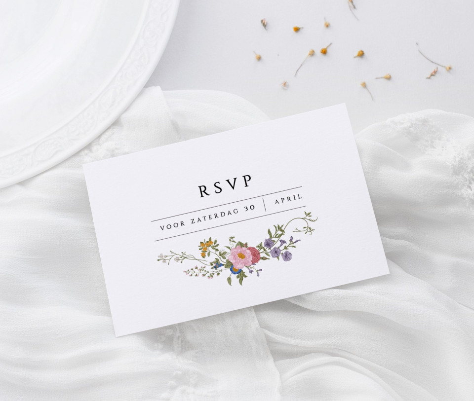 bloemige bruiloft RSVP-kaarten