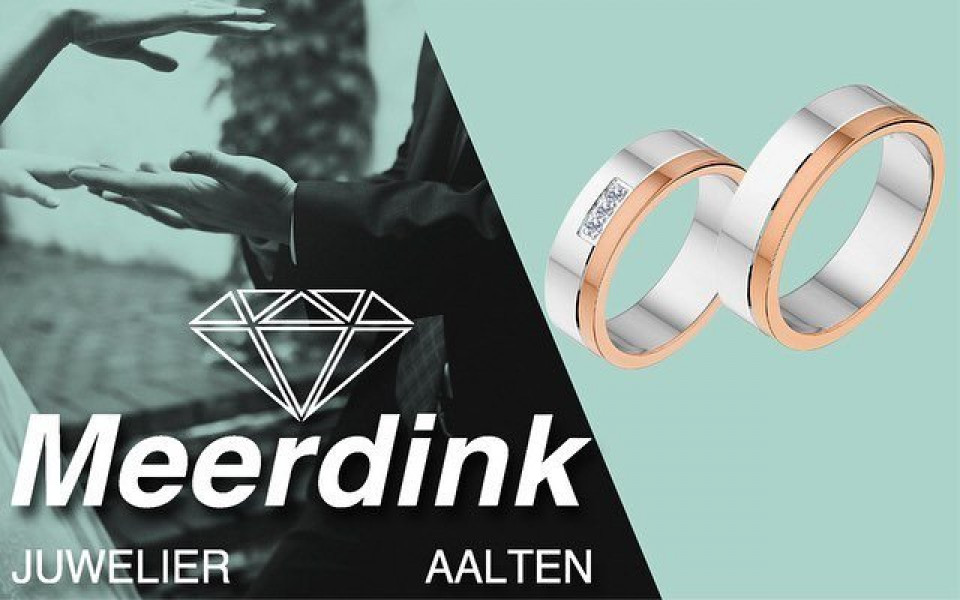 twee ringen met de woorden Meerdink en juwelier
