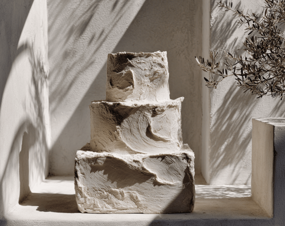 wedding naked cake with green