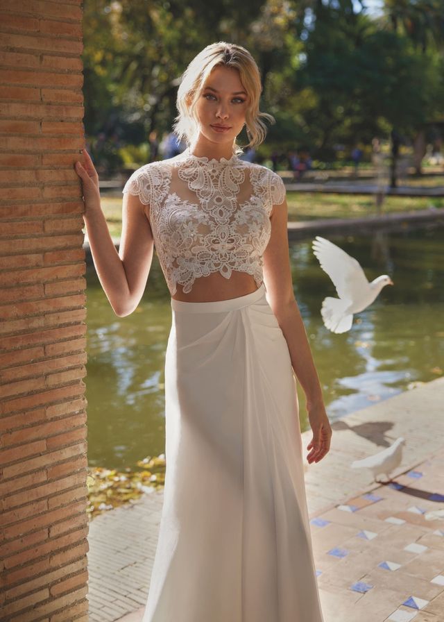 croptop trouwjurk kant