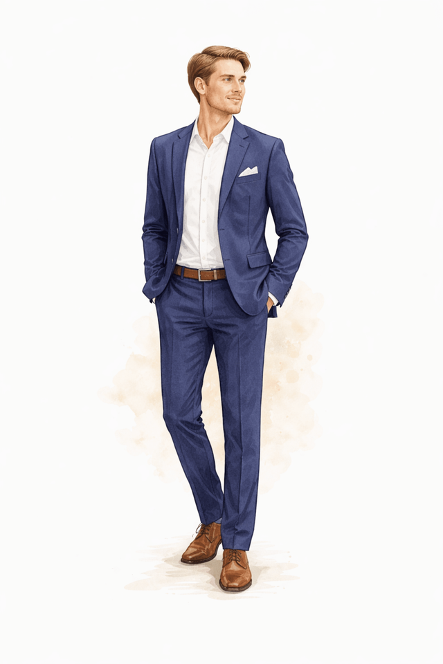 Men's suit for cocktail attire at a wedding