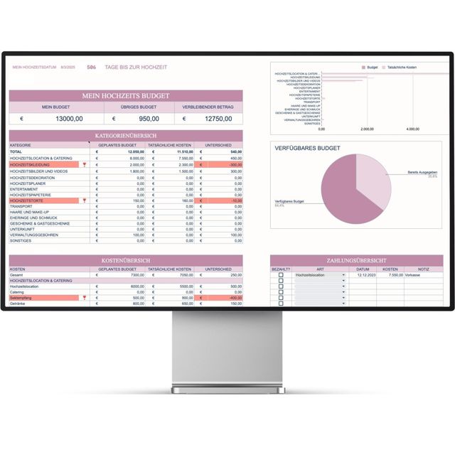 Budget Planer Vorschau auf einem Computer