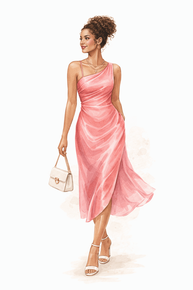 Pink cocktail dress with a slit