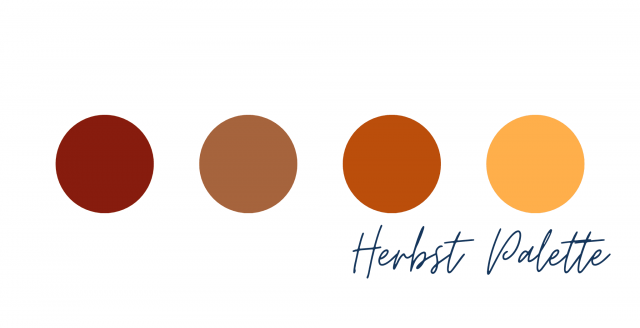 Farbpalette mit Herbst Tönen in Braun, Orange, Gelb, Rot