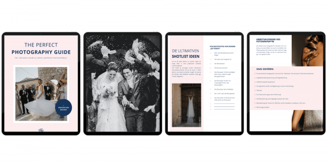 Hochzeitsfoto Guide auf vier Ipads dargestellt