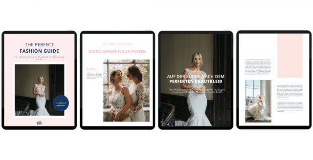 Brautmode E-Book dargestellt auf vier Ipads