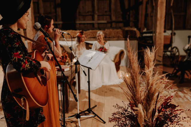 klassieke muziek op bruiloft tijdens ceremonie