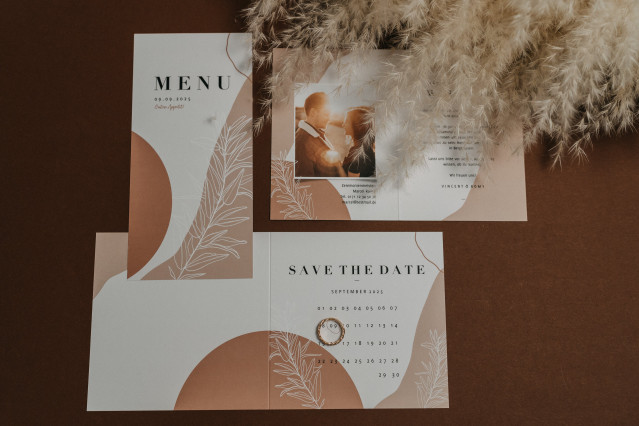 Orangene und Braune Hochzeitskarten Set