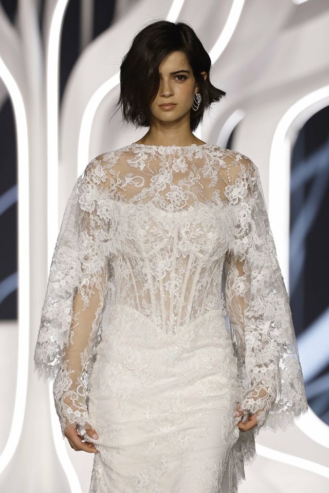 robe avec dentelle de Justin Alexander