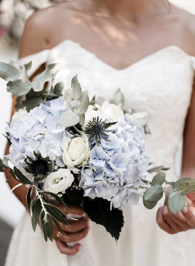 bouquet da sponsa blu e bianco