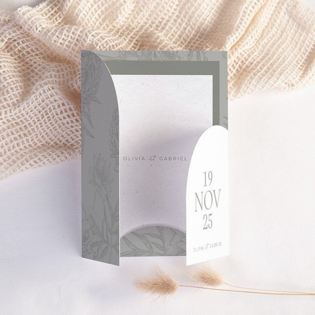 Pocketfold unieke trouwkaart mint lichtgroen