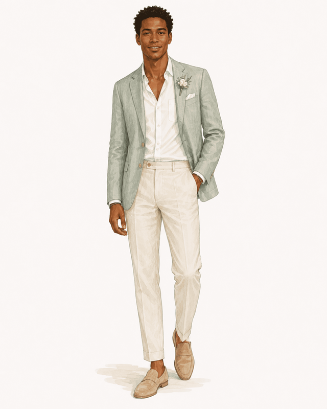 zomer outfit heren bruiloft gast