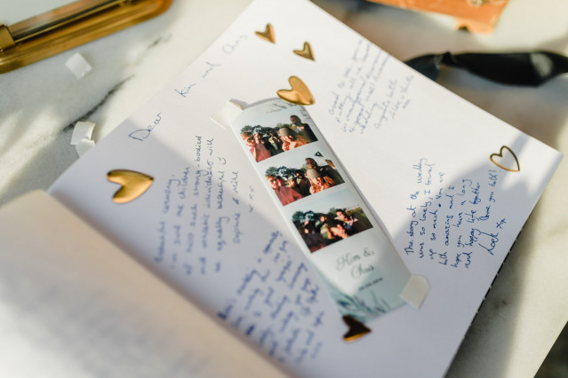 A book of dedications with photos and decorations