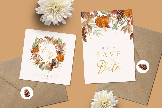 Romantisches Kartenset mit Goldschrift