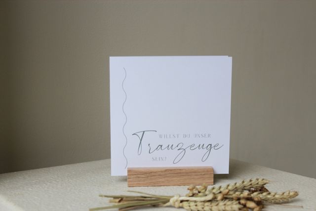 Minimalistische Trauzeugenkarte mit grüner Schrift
