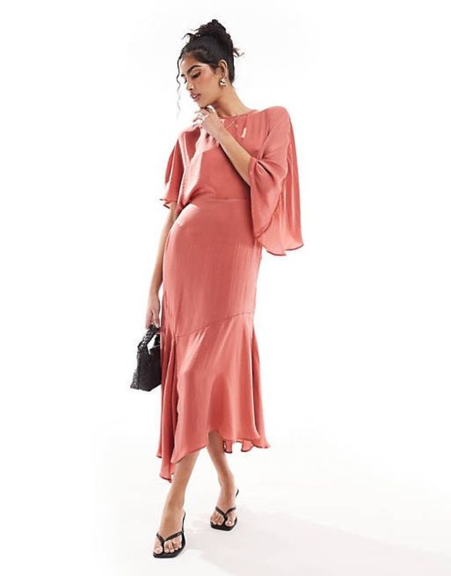 roze half lange jurk van asos