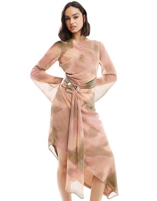 jurk licht roze met lichte print van asos