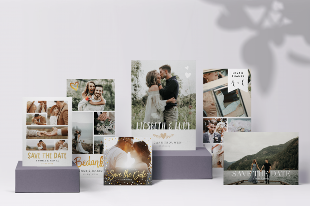Hochzeitseinladungen mit personalisierbarem Foto