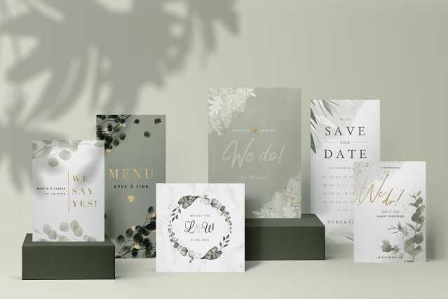 Hochzeitskartenset in Grüntönen