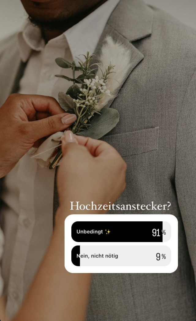 Umfrage an Brautpaare für den Anstecker der Hochzeit