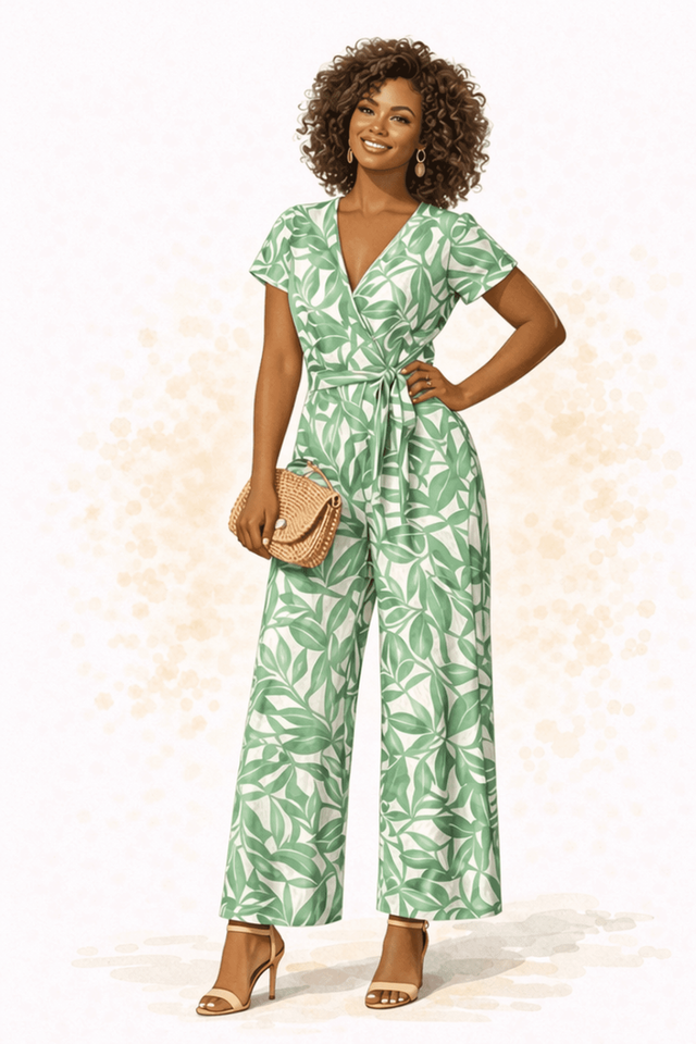 vrouw bloemenprint jumpsuit