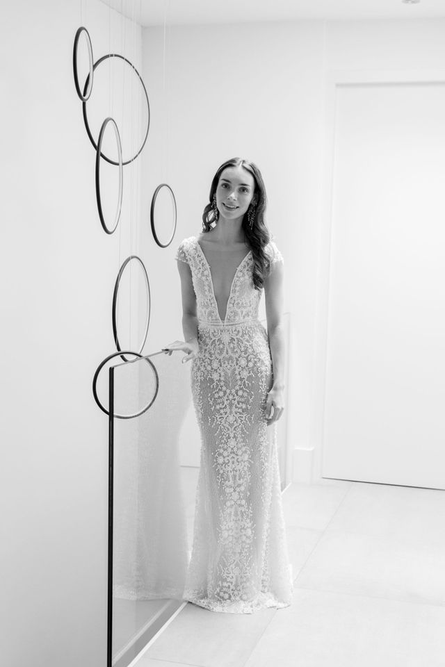 Floor-length evening gown for a formal wedding