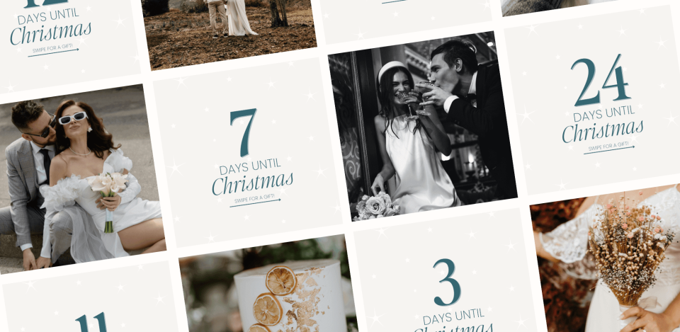 een trouwkalender met veel foto's van mensen