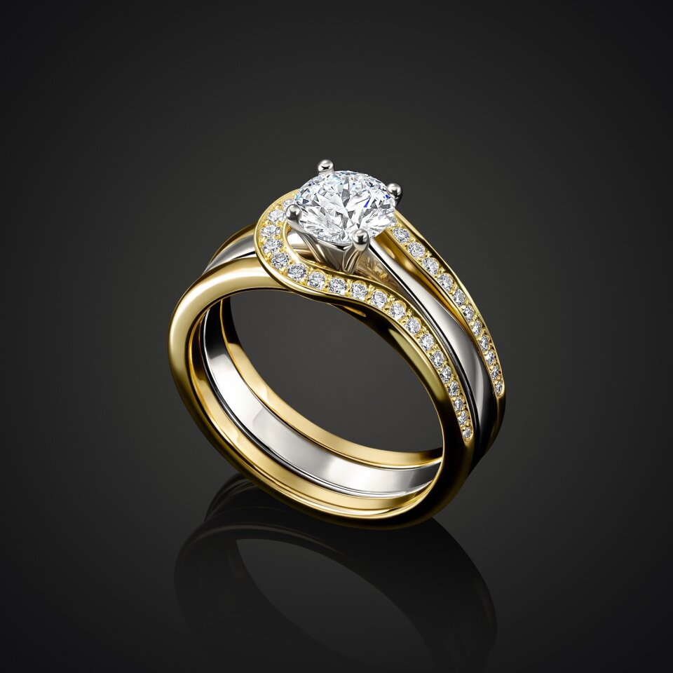 EN-8 - Moderne golvende ring met inschuifbare diamant
