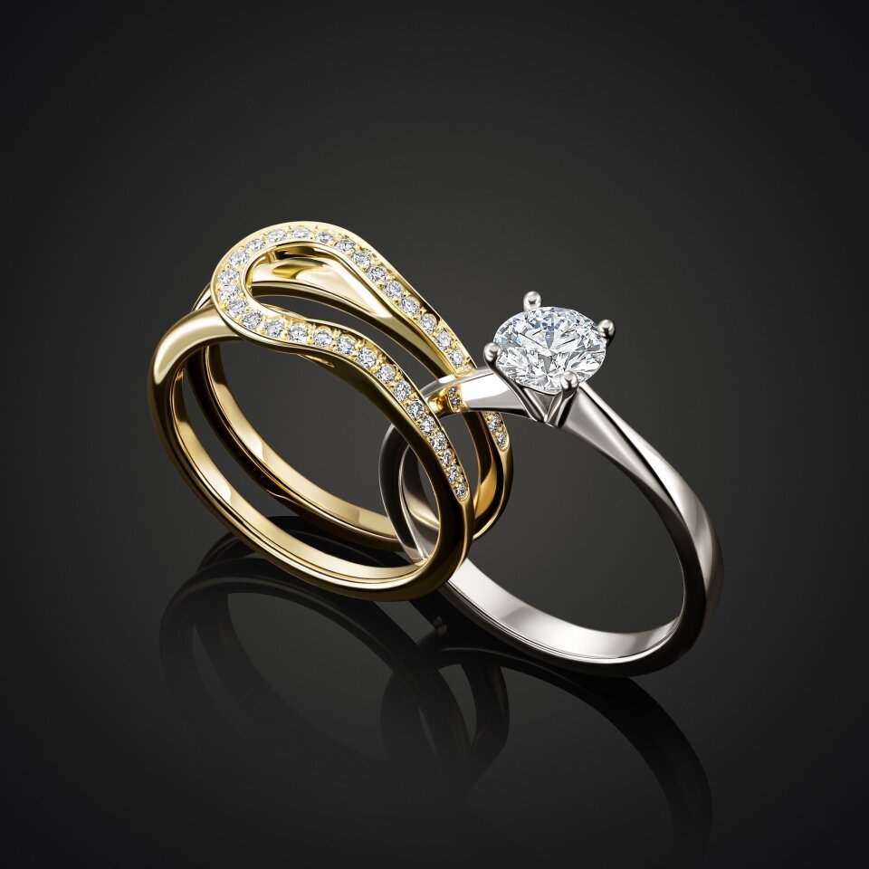 EN-9 - Solitaire trouwset in goud en witgoud