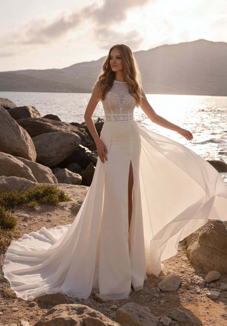 Galvan Sposa trouwjurk Lidia met split en overrok