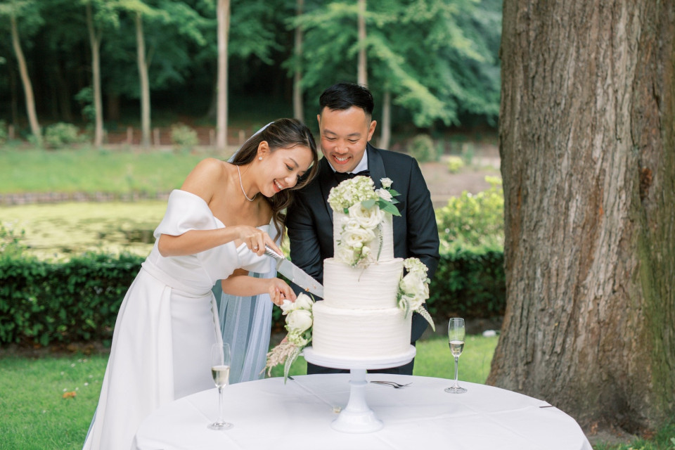 taartsnijden bij het park