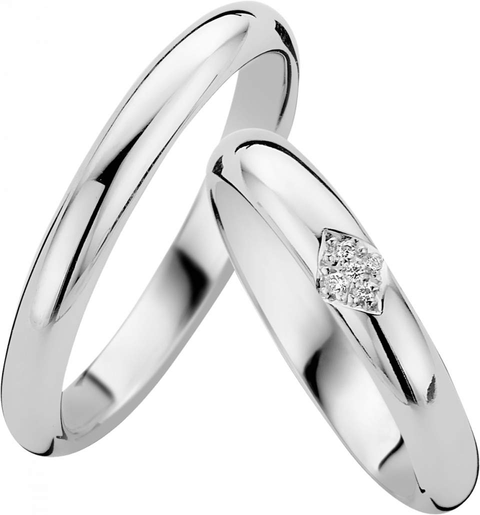Trouwringen gepolijst witgoud