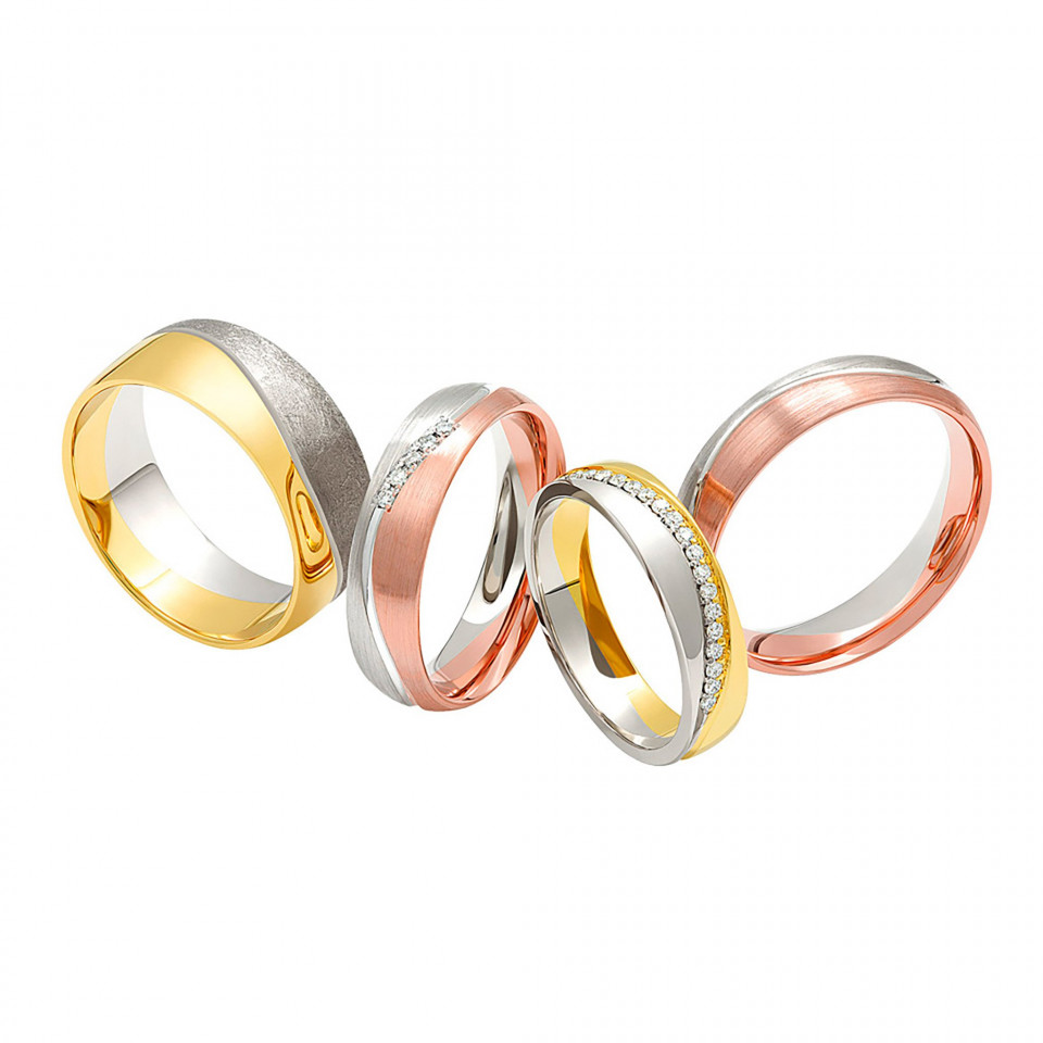 drie verschillend gekleurde ringen worden getoond op een witte achtergrond