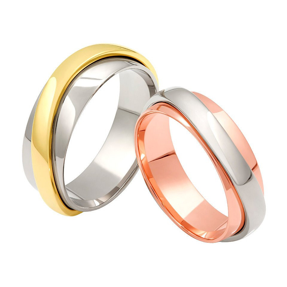 tweekleurige trouwringen met gouden en zilveren banden