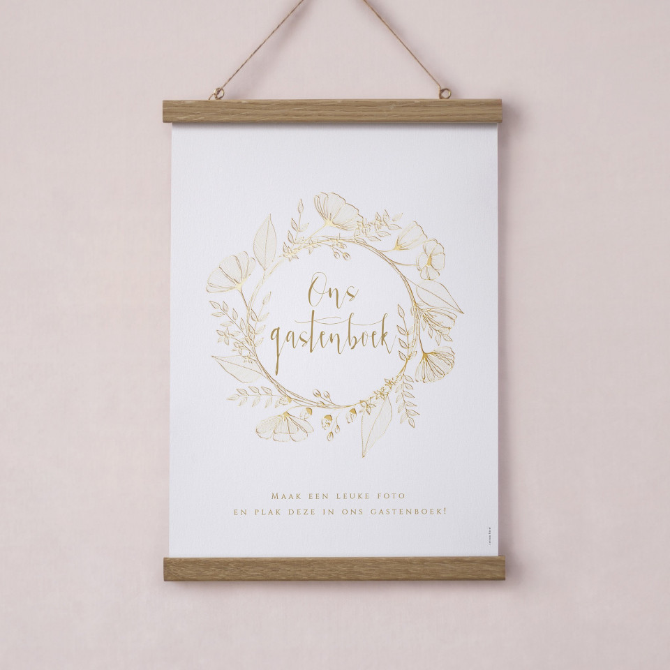 gepersonaliseerd drukwerk met gouden folie - liefde is een werkwoord