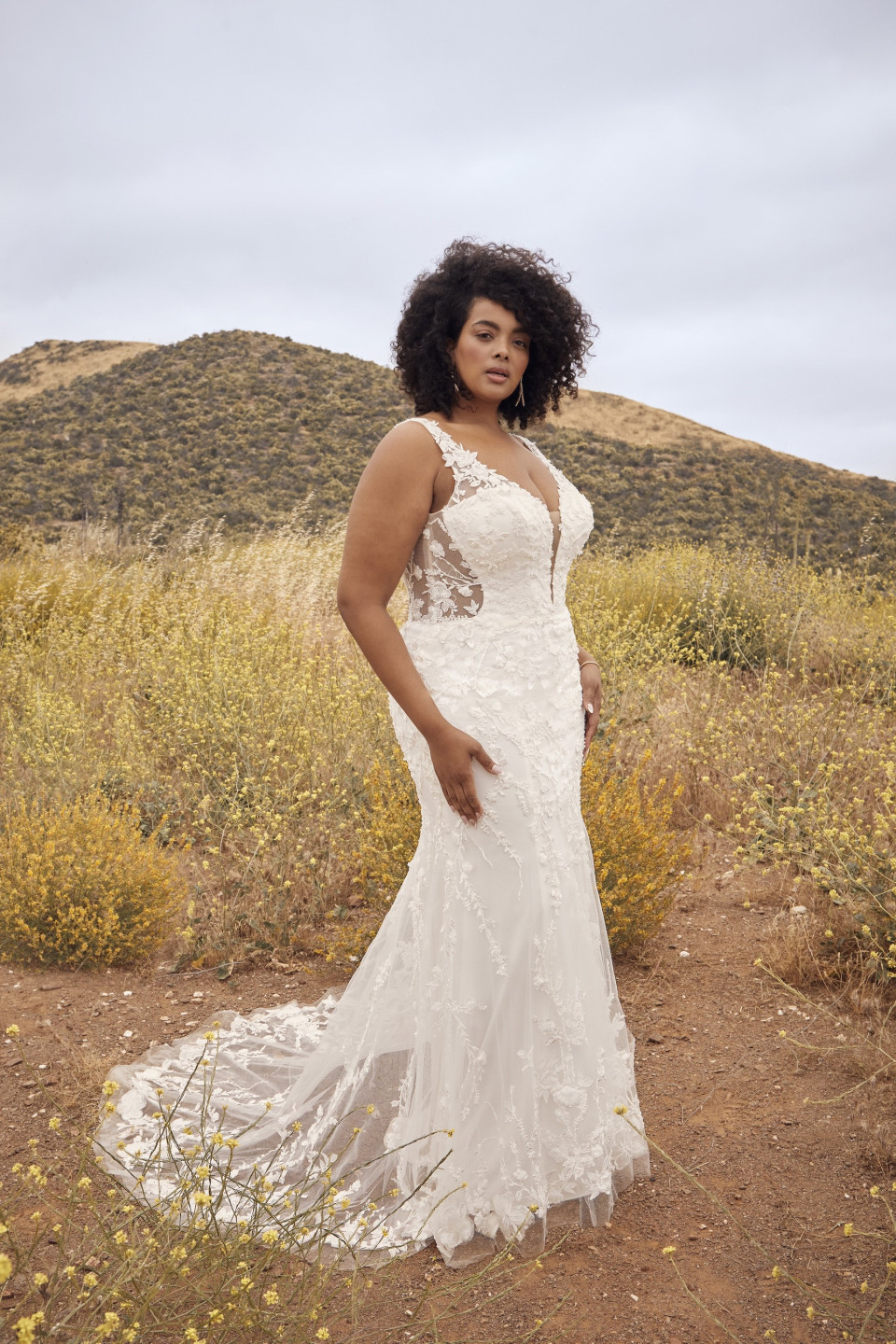 satijnen kanten plus-size trouwjurk
