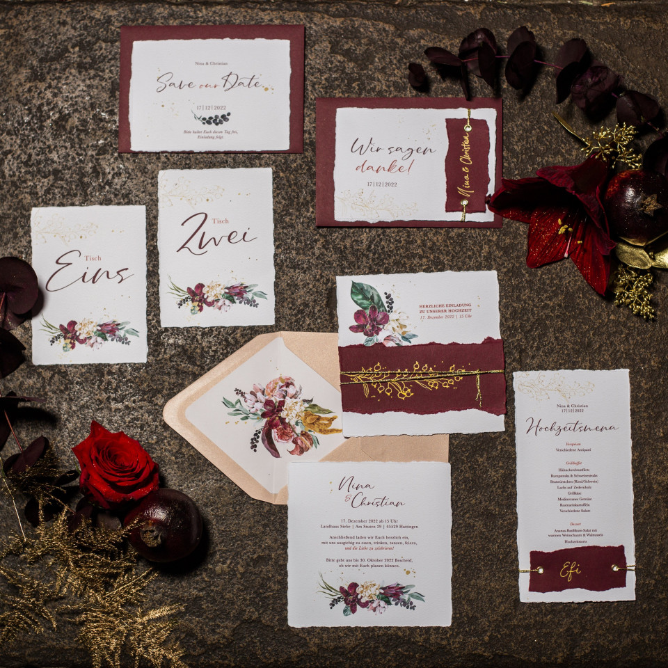 Weihnachtliche Hochzeitskarten