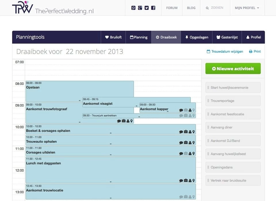 Draaiboek opstellen voor je bruiloft? Gebruik onze handige tool