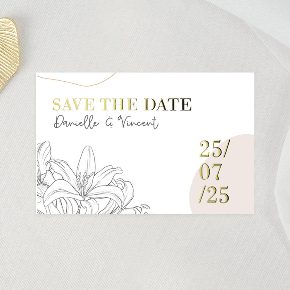 save the date kaart met gouden folie
