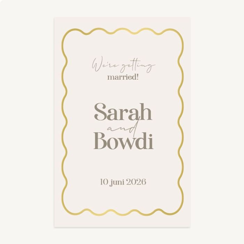 uitnodiging voor bruiloft met gouden folie