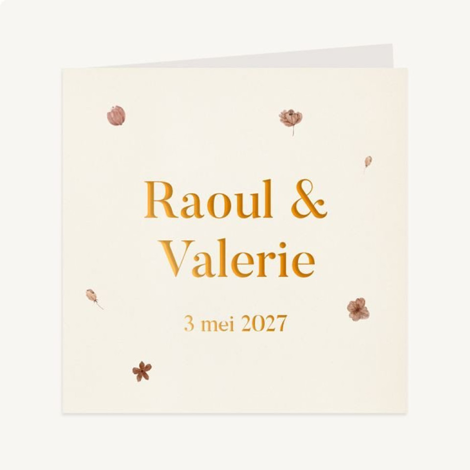 wenskaart met bladeren en bloemen