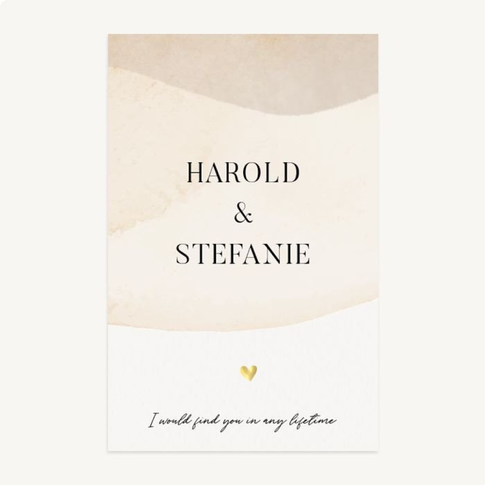 bruiloftsuitnodiging - gouden folie