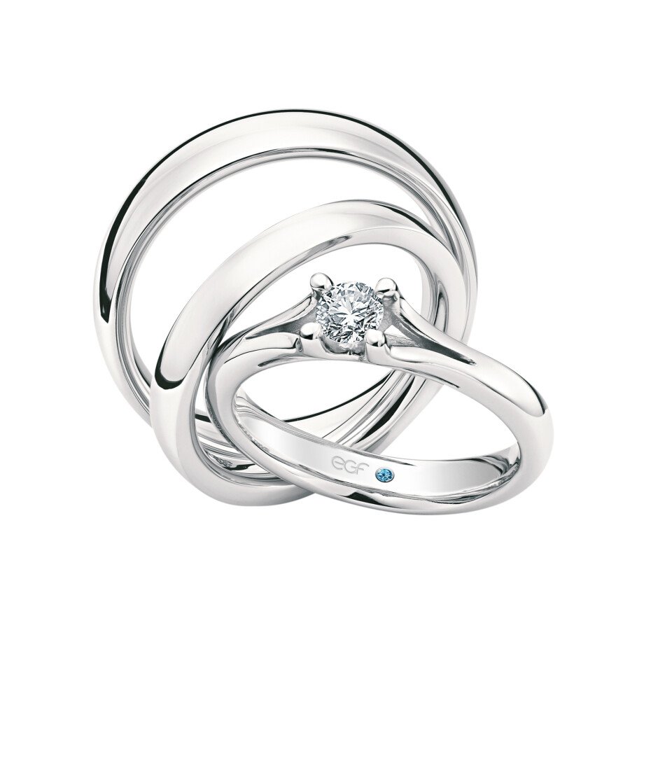 een diamanten ring ingesteld met twee banden en een diamant