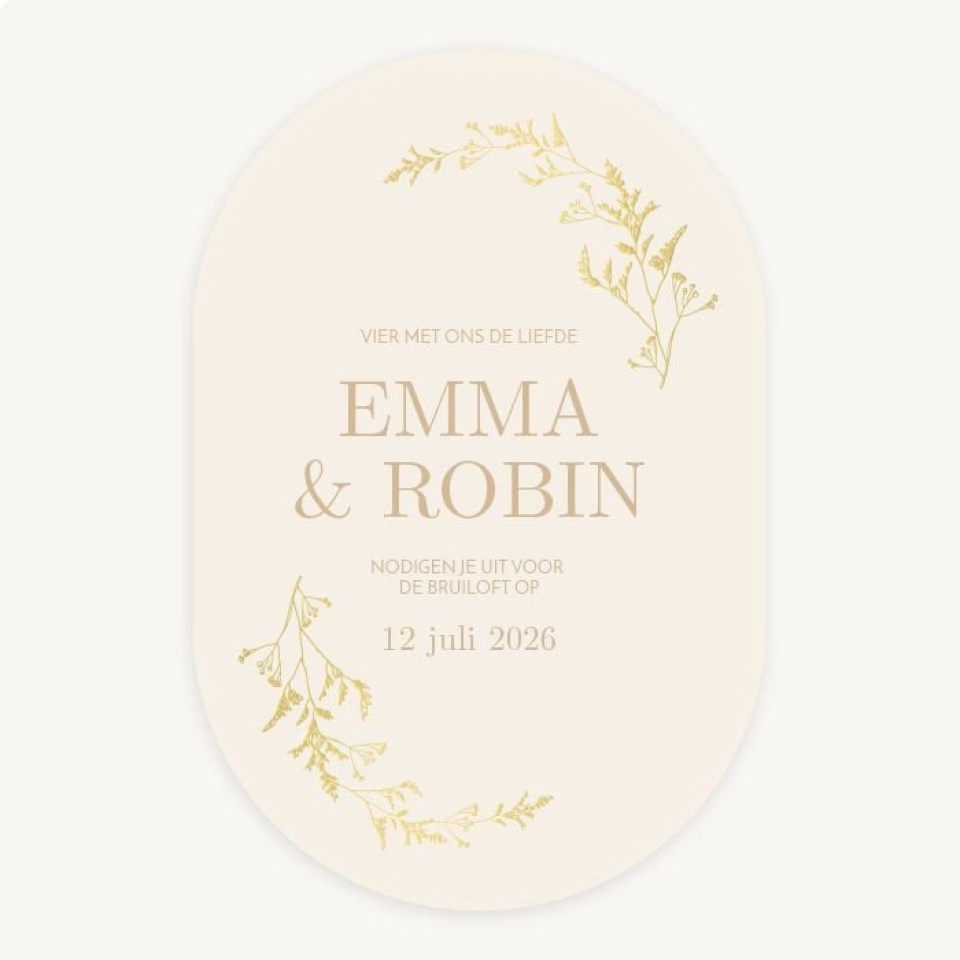 bruiloftsuitnodiging - goud