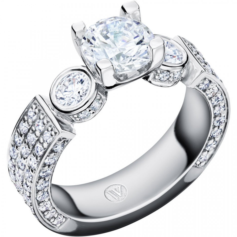 een diamanten verlovingsring met drie stenen