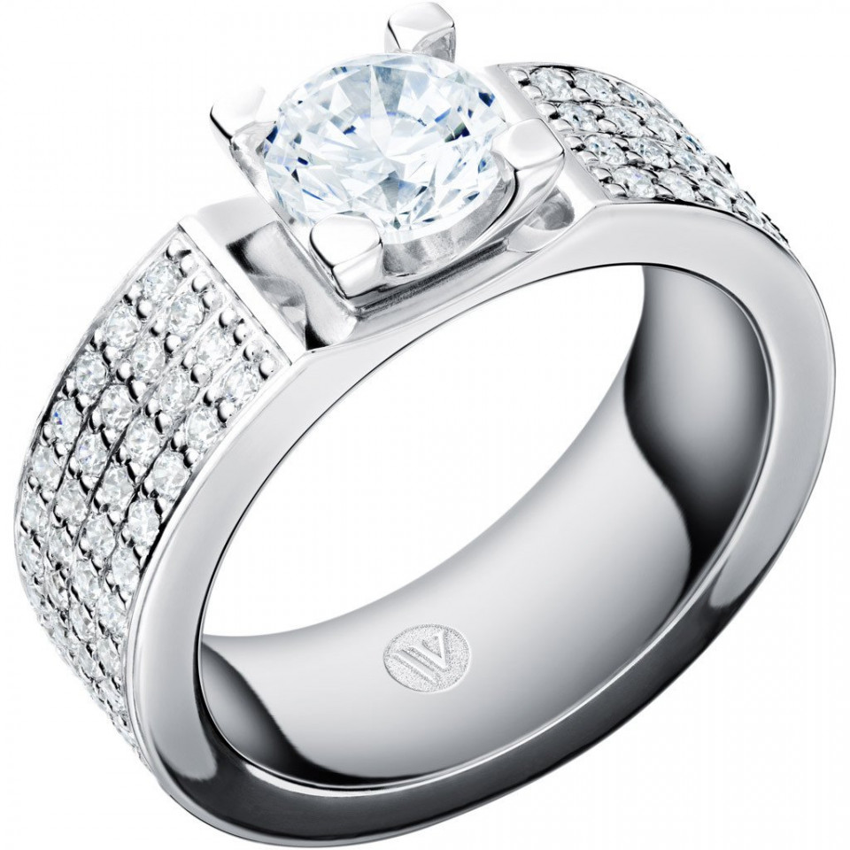 een diamanten verlovingsring met een witgouden zetting