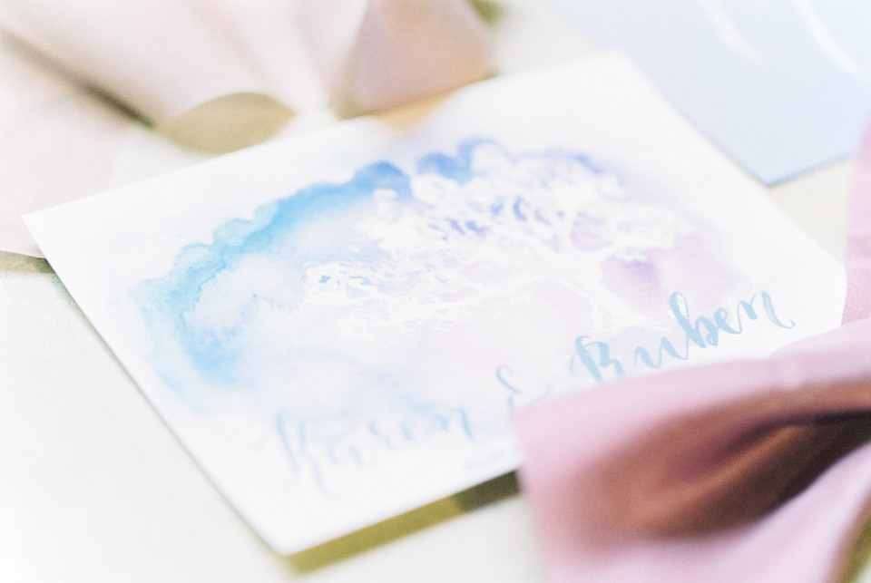 trouwstationery met waterverf boom