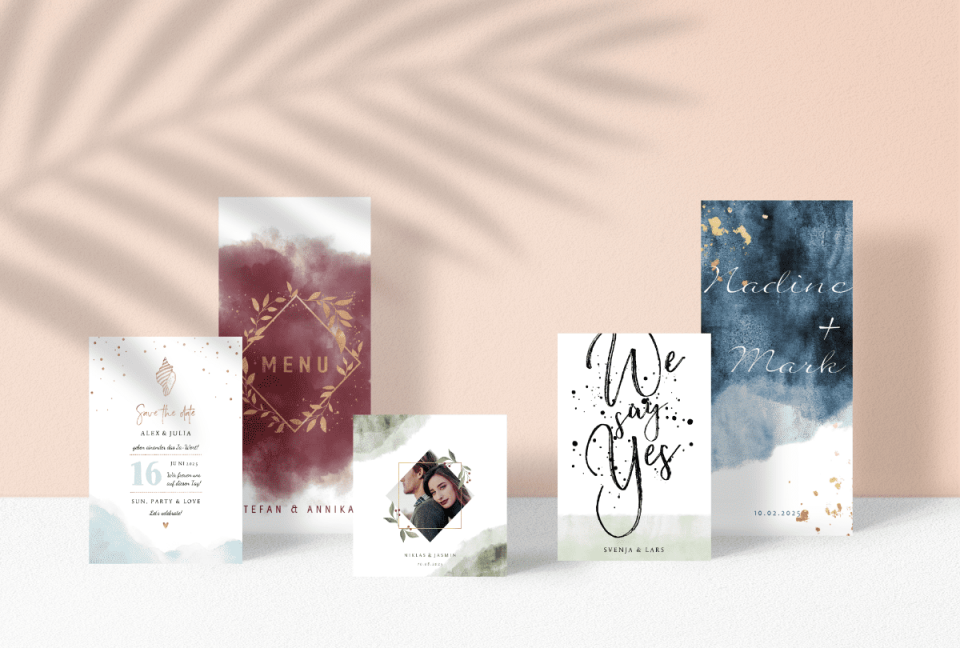 Hochzeitskarten im Aquarell-Look