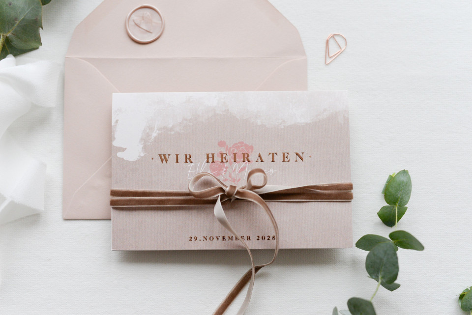 Vintage Einladung als Klappkarte in Kraftpapier-Optik