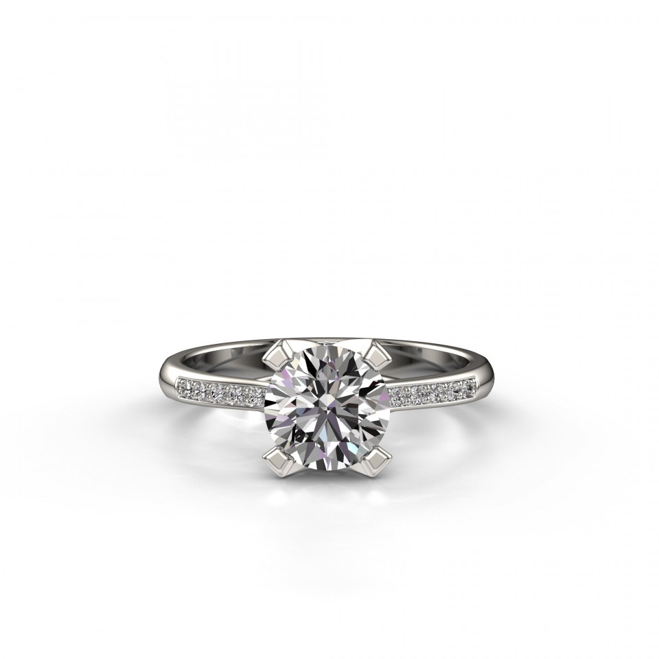 een verlovingsring met een ronde briljant geslepen diamant